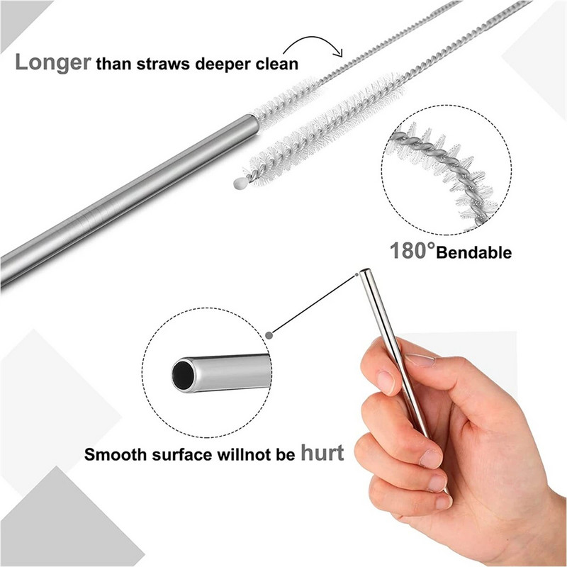 13/16 cm trumpi 304 nerūdijančio plieno šiaudeliai Metaliniai šiaudeliai Daugkartiniai gėrimo šiaudeliai kokteilių baro vakarėliui Ekologiški gėrimų indai
