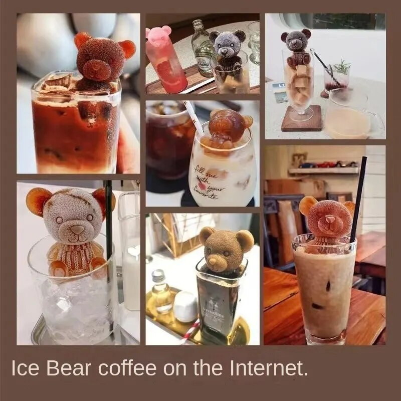 Väike karu jäätisevorm toidukvaliteediga silikoonist jääkast leibkonna multifilmi mudel kohv jääkile karu jäätisevorm