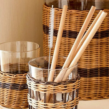 Комплект сламки за многократна употреба с четка Бамбукова сламка за пиене Екологични естествени бамбукови сламки за аксесоари за парти бар Съдове
