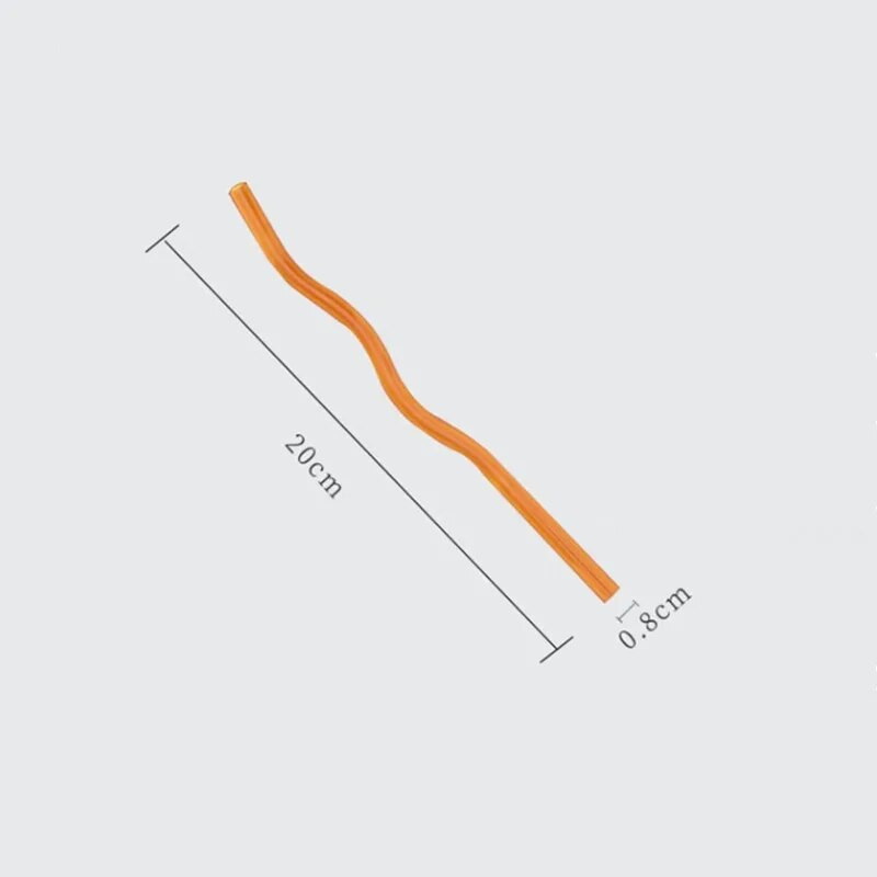 8X200mm opakovane použiteľná slamka na pitie z borosilikátového skla, 1 ks, vlnitá farebná slamka, barový nástroj, hrdzavý párty doplnok