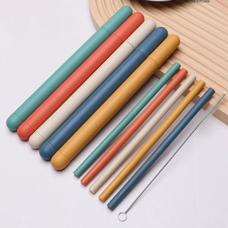 Daugkartinio naudojimo maistiniai silikoniniai šiaudeliai tiesūs gėrimo šiaudeliai su valymo šepetėlių rinkiniu, vakarėlio baro priedu