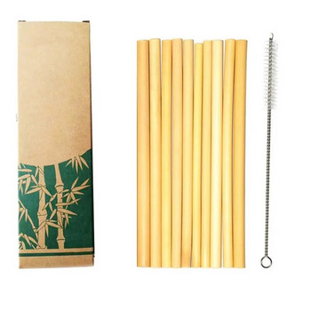 10 бр. Екологични бамбукови сламки за пиене с четка Екологични сламки за бар Кухненски аксесоари