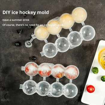 1 бр. PP прозрачна кухненска кутия за лед с 4 дупки Инструмент за производство на сладолед Създатели на кубчета Кръгла топка за хокей на лед Форма за лед Popsicle Статии