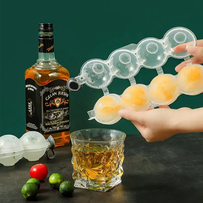 1 τεμ. 4 οπών PP Διαφανές κουτί παγωτού κουζίνας Εργαλείο παρασκευής κύβων για χόκεϊ πάγου Στρογγυλό καλούπι πάγου