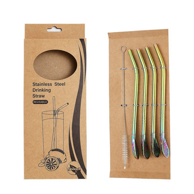 5 tk/komplekt 304 roostevabast terasest tee joogikõrred Lusikas Yerba Mate teefilter Korduvkasutatav Bombilla Gourd teetööriistad baaritarvikud