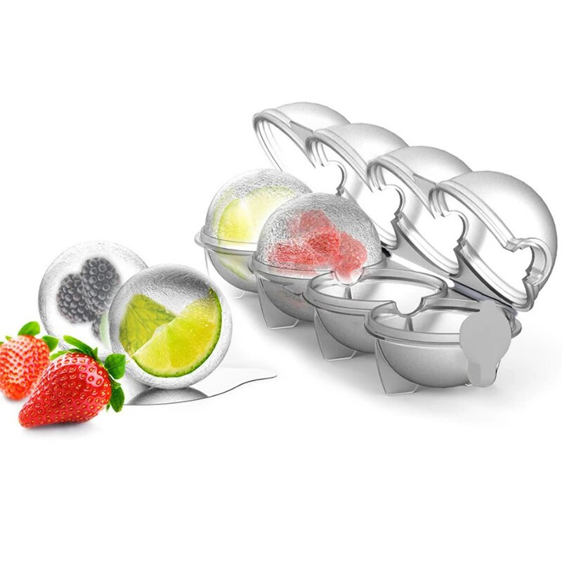 4 Hole Ice Cube Makers Round Ice Mold Whisky Cocktail Vodka Ball Ice Mold Bar Party Kitchen Ice Box Ice Cream Maker