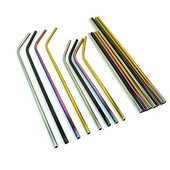 215 mm * 6 mm / 265 mm * 6 mm daugkartinio naudojimo geriamasis aukštos kokybės 304 nerūdijančio plieno metalinis šiaudelis su švaresniu šepetėliu kavos puodeliams