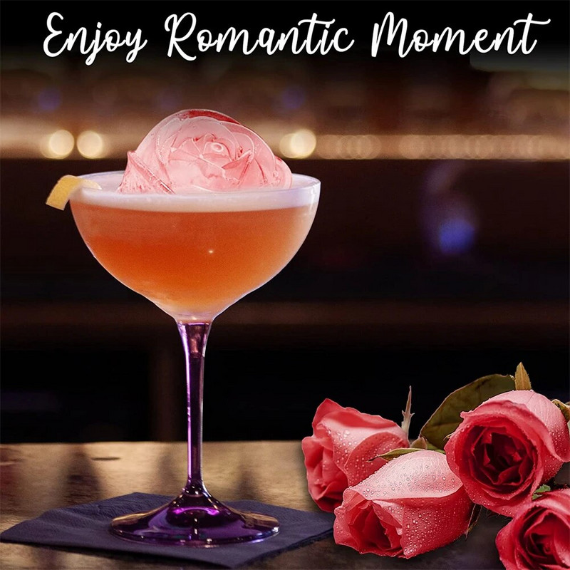 3D suured jääkuubikualused 2,5-tollised roosijäävormid 4 hiiglaslikku armsat lillekujulist jääsilikoonivormi kokteilide jaoks Mahla-viski sügavkülmik