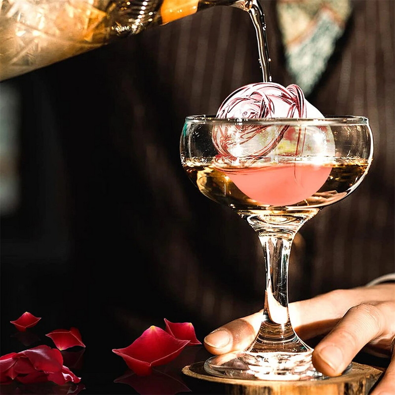 3D suured jääkuubikualused 2,5-tollised roosijäävormid 4 hiiglaslikku armsat lillekujulist jääsilikoonivormi kokteilide jaoks Mahla-viski sügavkülmik