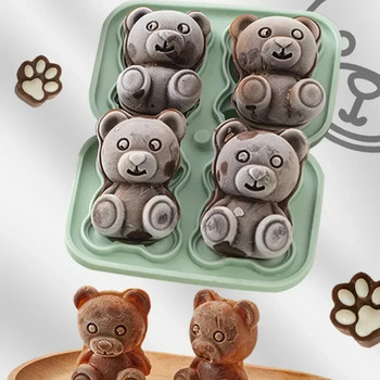 Φόρμα σιλικόνης Bear Shape Ice Cube Maker Φόρμα σοκολάτας για κέικ Καλούπι καραμέλας για ζύμη για καφέ Γάλα τσαγιού ουίσκι Φόρμα πάγου