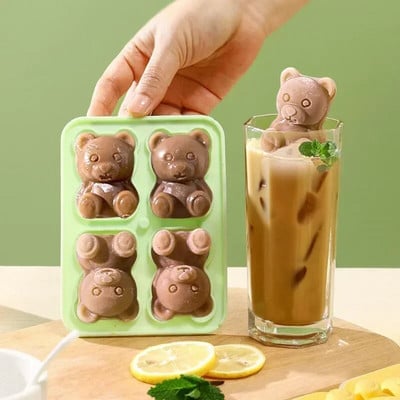 Φόρμα σιλικόνης Bear Shape Ice Cube Maker Φόρμα σοκολάτας για κέικ Καλούπι καραμέλας για ζύμη για καφέ Γάλα τσαγιού ουίσκι Φόρμα πάγου