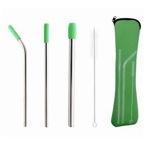 Φορητό σετ άχυρου από ανοξείδωτο ατσάλι Επαναχρησιμοποιήσιμο καλαμάκι κεφαλής σιλικόνης 18/8 Αξεσουάρ εργαλείου ποτού για μπάρα από άχυρο τροφίμων