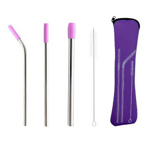 Φορητό σετ άχυρου από ανοξείδωτο ατσάλι Επαναχρησιμοποιήσιμο καλαμάκι κεφαλής σιλικόνης 18/8 Αξεσουάρ εργαλείου ποτού για μπάρα από άχυρο τροφίμων