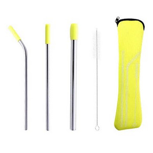 Φορητό σετ άχυρου από ανοξείδωτο ατσάλι Επαναχρησιμοποιήσιμο καλαμάκι κεφαλής σιλικόνης 18/8 Αξεσουάρ εργαλείου ποτού για μπάρα από άχυρο τροφίμων