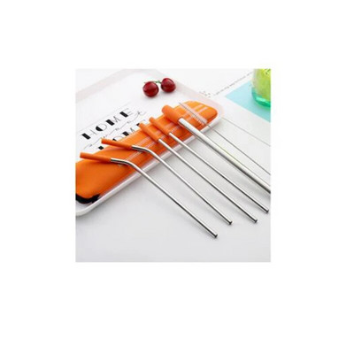 Φορητό σετ άχυρου από ανοξείδωτο ατσάλι Επαναχρησιμοποιήσιμο καλαμάκι κεφαλής σιλικόνης 18/8 Αξεσουάρ εργαλείου ποτού για μπάρα από άχυρο τροφίμων