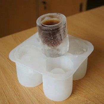 Силиконова форма за кубчета лед с форма на 4 чаши. Чаша за лед IceMould. Тава за кубчета лед. Летен бар Парти Бира Леден коктейл Инструменти за студено пиене