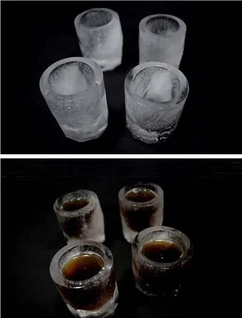 Силиконова форма за кубчета лед с форма на 4 чаши. Чаша за лед IceMould. Тава за кубчета лед. Летен бар Парти Бира Леден коктейл Инструменти за студено пиене