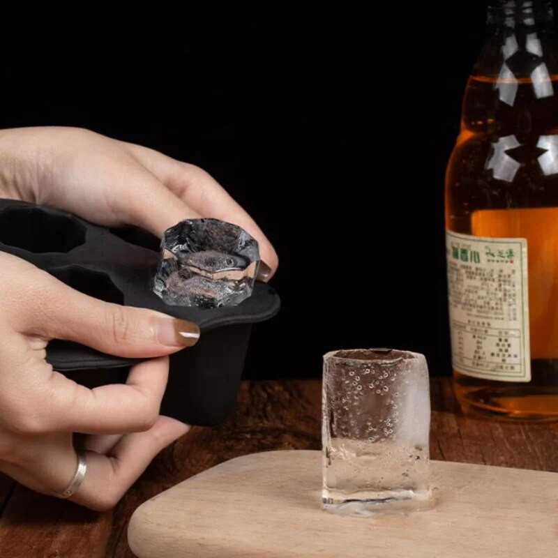 4 grotelių ledo puodelio formelės silikoninės ledo kubelių padėklai ledo formelės, stiklinės formos, ledo gaminimo aparatas vasaros gėrimui ledo kubelių formavimo forma