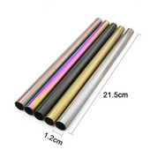 Daugkartinis geriamasis šiaudelis 304 nerūdijančio plieno šiaudelis, didelis 12 mm šiaudų metalinis šiaudelis, skirtas tapijokos perlams, pieno arbatai su švaresniu šepetėliu