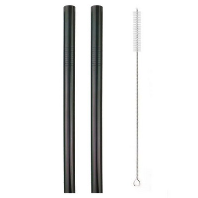 Daugkartinis geriamasis šiaudelis 304 nerūdijančio plieno šiaudelis, didelis 12 mm šiaudų metalinis šiaudelis, skirtas tapijokos perlams, pieno arbatai su švaresniu šepetėliu