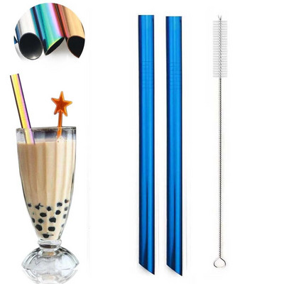 Daugkartinis geriamasis šiaudelis 304 nerūdijančio plieno šiaudelis, didelis 12 mm šiaudų metalinis šiaudelis, skirtas tapijokos perlams, pieno arbatai su švaresniu šepetėliu