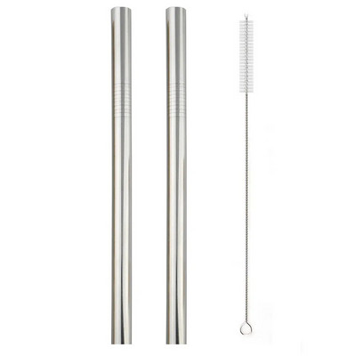 Daugkartinis geriamasis šiaudelis 304 nerūdijančio plieno šiaudelis, didelis 12 mm šiaudų metalinis šiaudelis, skirtas tapijokos perlams, pieno arbatai su švaresniu šepetėliu