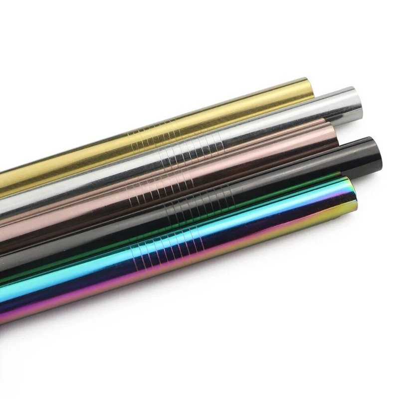 Daugkartinis geriamasis šiaudelis 304 nerūdijančio plieno šiaudelis, didelis 12 mm šiaudų metalinis šiaudelis, skirtas tapijokos perlams, pieno arbatai su švaresniu šepetėliu