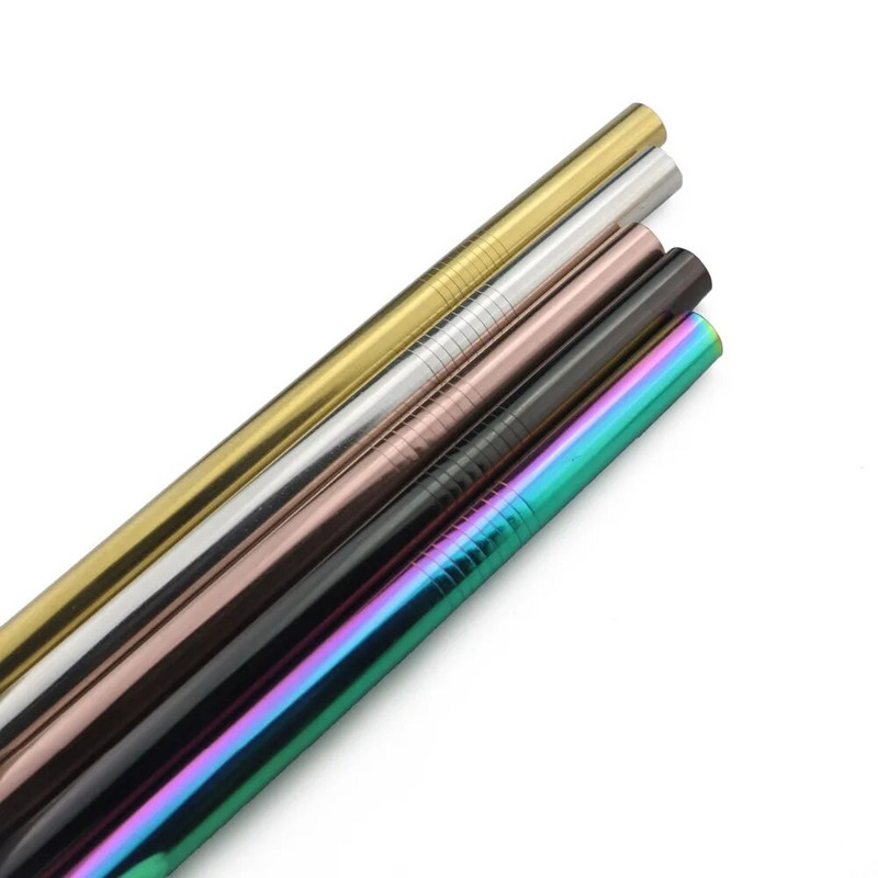 Daugkartinis geriamasis šiaudelis 304 nerūdijančio plieno šiaudelis, didelis 12 mm šiaudų metalinis šiaudelis, skirtas tapijokos perlams, pieno arbatai su švaresniu šepetėliu