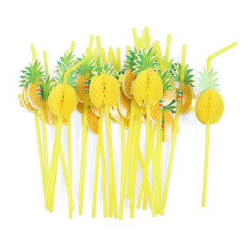 50Pcs 3D фламинго сламки за пиене Hawaiian Beach Birthday Party Decoration Summer Pool Party Wedding Supplies Barware Accessory