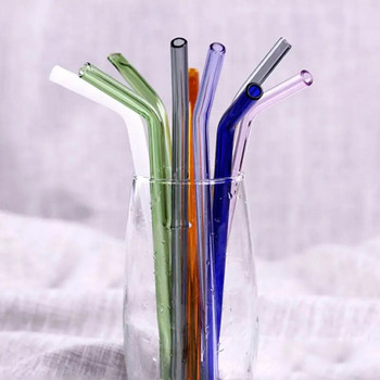 Стъклени сламки за многократна употреба Цветна сламка за пиене Екологична високо боросиликатна стъклена сламка Стъклена тръба Парти сувенири Бар Съдове за напитки