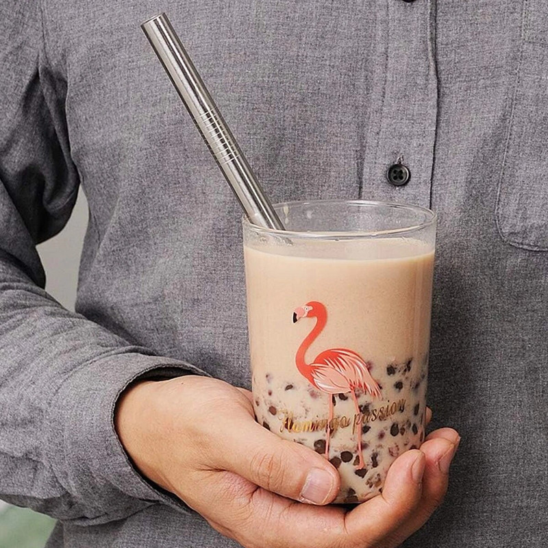 Καλαμάκια Boba 12 χιλιοστών επαναχρησιμοποιούμενα 4 τμχ Εξαιρετικά φαρδιά 304 καλαμάκια από ανοξείδωτο ατσάλι Μεταλλικά καλαμάκια για καλαμάκι τσαγιού φούσκα για μιλκσέικ Smoothie