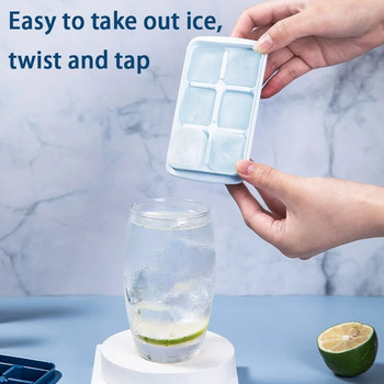 6 Grid Big Ice Tray Mold Box Ποιότητα τροφίμων σιλικόνης Τετράγωνος δίσκος καλουπιών φόρμας Diy Bar Pub Wine Ice Blocks Maker Model