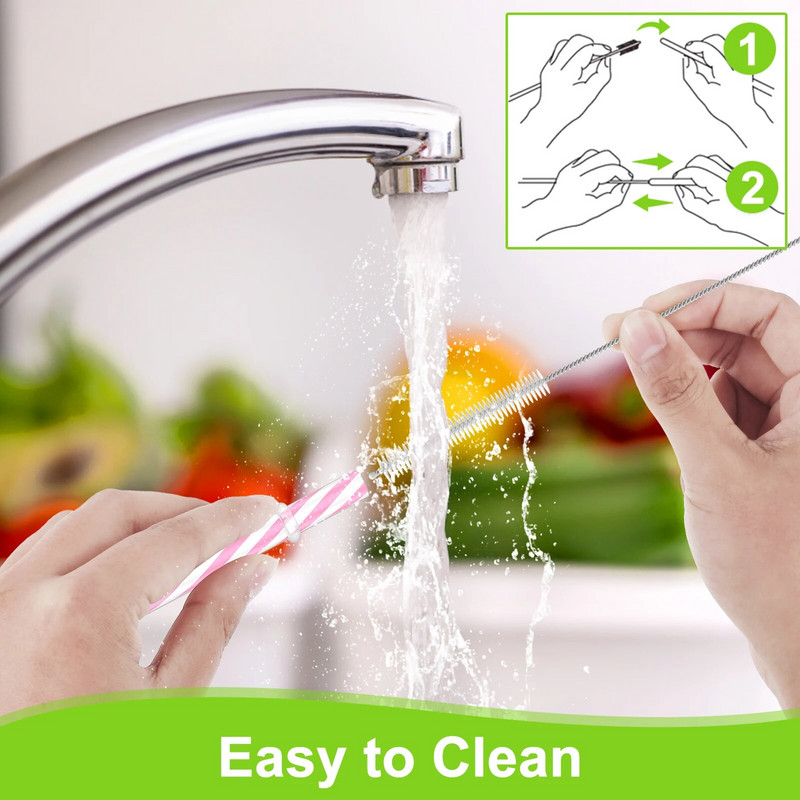 24 vnt geriamieji dryžuoti šiaudeliai Daugkartiniai kieto plastiko šiaudeliai su valymo šepetėliu Įvairių spalvų saldainių dryžuotas šiaudelis, tiesus