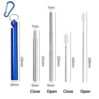 Spalvingi nerūdijančio plieno šiaudiniai gėrimai Daugkartinio naudojimo šiaudų sulankstomas butelis metalinis atidarytuvas Bubbl Straw nešiojamas gėrimų įrankis 7*235mm
