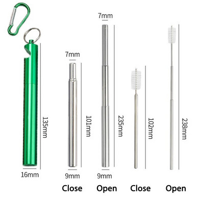 Spalvingi nerūdijančio plieno šiaudiniai gėrimai Daugkartinio naudojimo šiaudų sulankstomas butelis metalinis atidarytuvas Bubbl Straw nešiojamas gėrimų įrankis 7*235mm