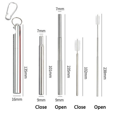 Spalvingi nerūdijančio plieno šiaudiniai gėrimai Daugkartinio naudojimo šiaudų sulankstomas butelis metalinis atidarytuvas Bubbl Straw nešiojamas gėrimų įrankis 7*235mm