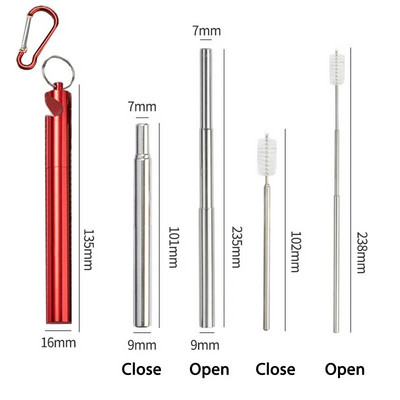 Spalvingi nerūdijančio plieno šiaudiniai gėrimai Daugkartinio naudojimo šiaudų sulankstomas butelis metalinis atidarytuvas Bubbl Straw nešiojamas gėrimų įrankis 7*235mm