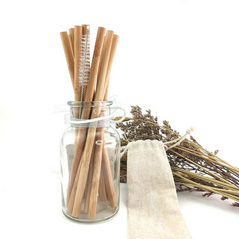 Комплект натурални органични бамбукови сламки Екологично чисти бамбукови сламки за многократна употреба с четка за сламка 8 инча