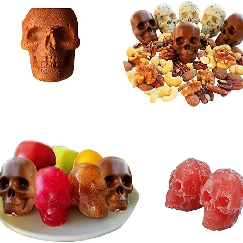 Halloweeni 10 rakuline 3D pealuu jääkuubikuvorm silikoonist jääkuubikualus Jääkuubiku meister DIY viski jääpalli vorm šokolaadi kondiitritoodete vorm