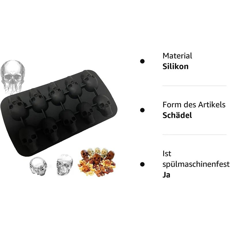 Halloweeni 10 rakuline 3D pealuu jääkuubikuvorm silikoonist jääkuubikualus Jääkuubiku meister DIY viski jääpalli vorm šokolaadi kondiitritoodete vorm