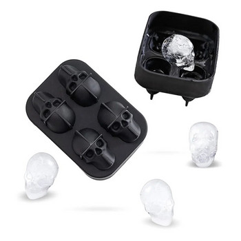 3D Skull Ice Silicone Mold Maker Тава за кубчета лед Форма за пудинг Торта Форма за бонбони Бар Party Cool Wine Ice Cream Kitchen Направи си сам аксесоар