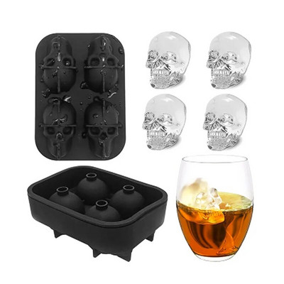 3D Skull Ice Mould Maker σιλικόνης Δίσκος για παγάκια πουτίγκα Φόρμα κέικ Candy Mold Bar Party Cool Wine Ice Cream Kitchen DIY αξεσουάρ