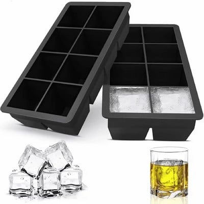 Big Ice Food Mold Giant Jumbo Large Food Grade Silicone Ice Cube Square Tray Mold DIY Ice Maker Δίσκος για παγάκια 4/6/8/15 Πλέγμα