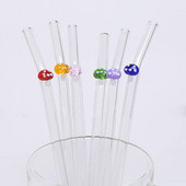 Daugkartinio naudojimo permatomas stiklinis šiaudelis mielas grybų širdis kavos arbata stiklinė šiaudų pieno sulčių gėrimo maišoma šiaudų vakarėlio reikmenys