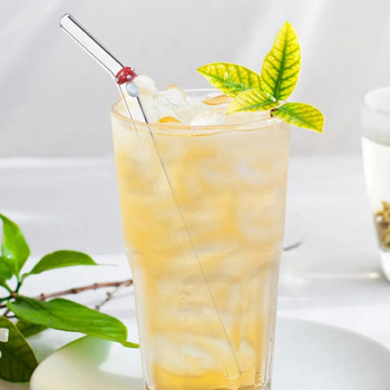 Επαναχρησιμοποιήσιμο διαφανές γυαλί Straw Cute Mushroom Heart Coffee Tea Glass Straw Milk Juice Drinking Stirring Straw Party Supplies