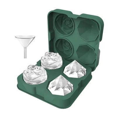 Rose Diamond Shape Ice Cube Mold Whisky Wine Cool Down Ice Maker Επαναχρησιμοποιήσιμη φόρμα δίσκου για παγάκια για κατάψυξη με καπάκι