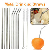 Daugkartinio naudojimo metalo šiaudų pipetės siurbimas nerūdijančio plieno gėrimo šiaudeliai vamzdžiai tiesūs išlenkti vamzdeliai renginių vakarėlio baro priedai