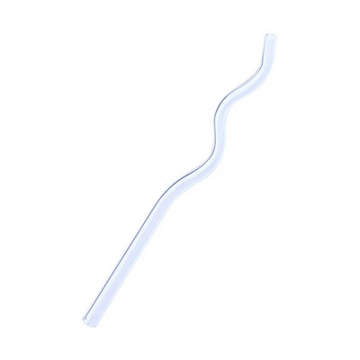 1 vnt didelio borosilikatinio stiklo šiaudeliai Ekologiški daugkartinio naudojimo bangos formos gėrimo šiaudeliai kokteiliams kokteilių baro priedai