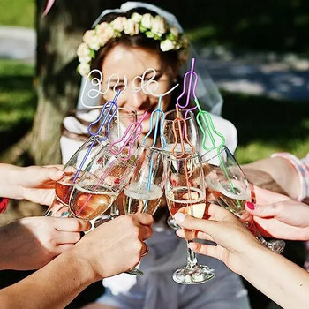 Bachelorette Party Καλαμάκια πέους Πλαστική καινοτομία Nude Dick Drink Straw for Hen Night Bar Decor Wedding Team Bride Supplies