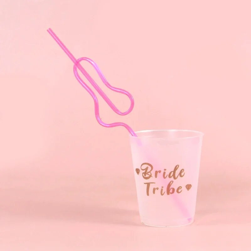 Bachelorette Party Καλαμάκια πέους Πλαστική καινοτομία Nude Dick Drink Straw for Hen Night Bar Decor Wedding Team Bride Supplies